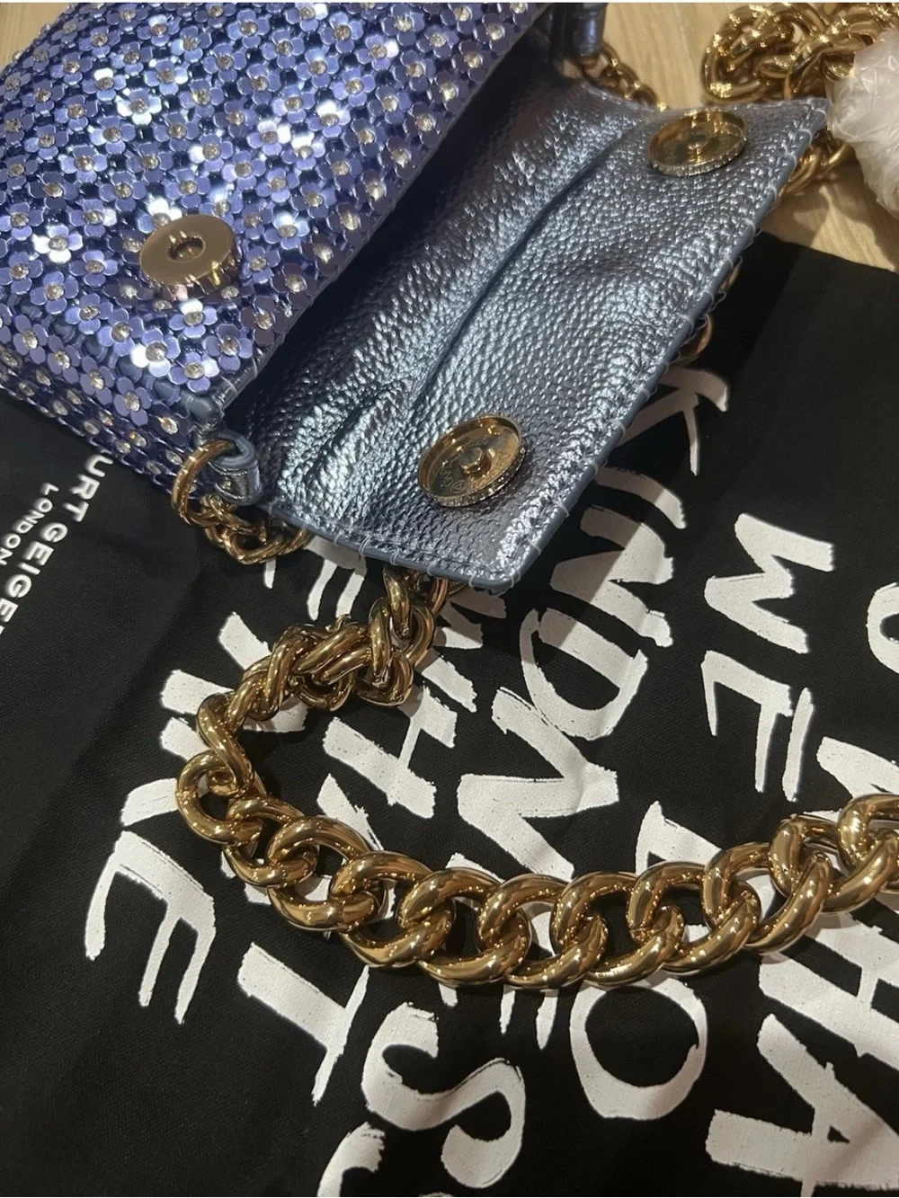 NWT Kurt Geiger Mini Crystal Flower Party Crossbody Bag - Picture 13 of 13